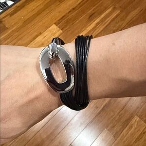 Silver and Black Multi-Strand Bracelet